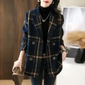 Plus Size Fashionable Plaid coat