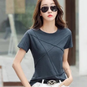 Slim bamboo short sleeve cotton top