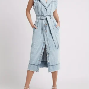 Sleeveless High Waisted Denim Dress